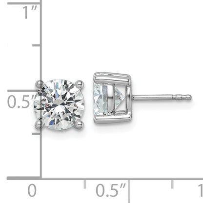 14K White Gold 3 Ctw Lab Grown Diamond Vs+ F+ Round 4 Prong Heavy Wt. Stud Earrings