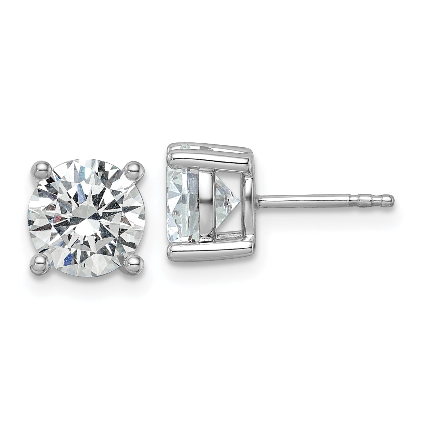 14K White Gold 3 Ctw Lab Grown Diamond Vs+ F+ Round 4 Prong Heavy Wt. Stud Earrings
