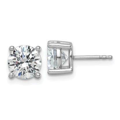 14K White Gold 3 Ctw Lab Grown Diamond Vs+ F+ Round 4 Prong Heavy Wt. Stud Earrings