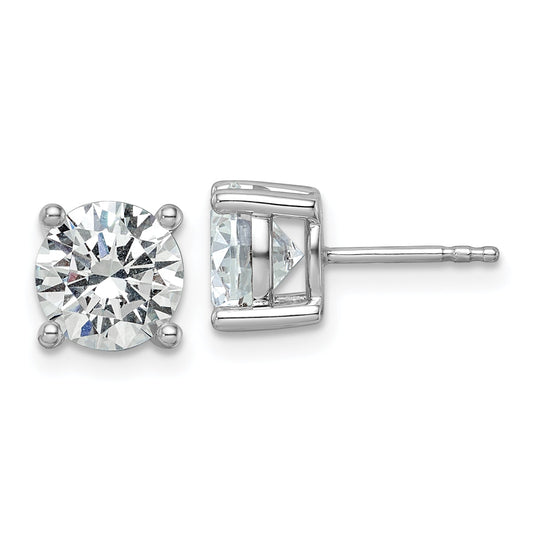 14K White Gold 3 Ctw Lab Grown Diamond Vs+ F+ Round 4 Prong Heavy Wt. Stud Earrings
