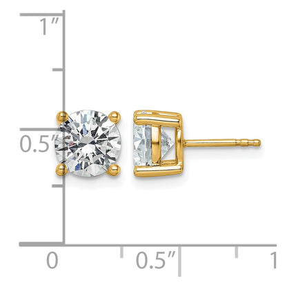 14K Yellow Gold 3 Ctw Lab Grown Diamond Vs+ F+ Round 4 Prong Heavy Wt. Stud Earrings