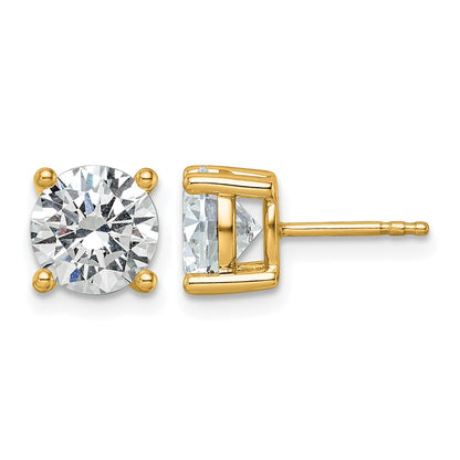 14K Yellow Gold 3 Ctw Lab Grown Diamond Vs+ F+ Round 4 Prong Heavy Wt. Stud Earrings