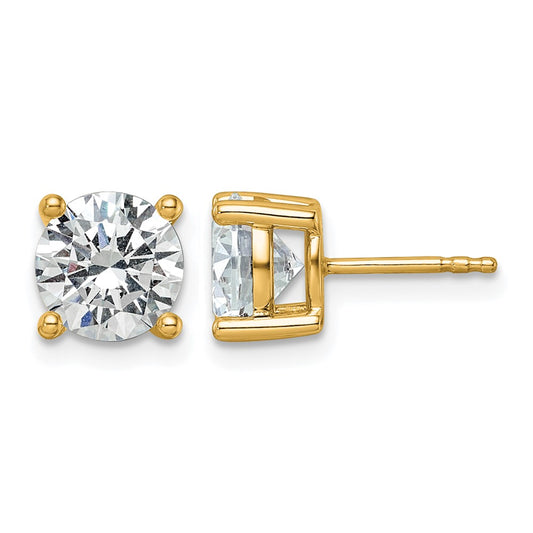 14K Yellow Gold 3 Ctw Lab Grown Diamond Vs+ F+ Round 4 Prong Heavy Wt. Stud Earrings