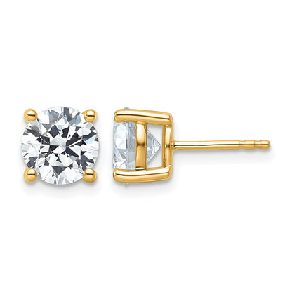 14K Yellow Gold 4 Ctw Lab Grown Diamond Vs+ F+ Round Prong Heavy Wt. Stud Earrings