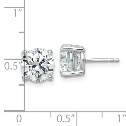 14K White Gold 5 Ctw Lab Grown Diamond Vs+ F+ Round 4 Prong Heavy Wt. Stud Earrings