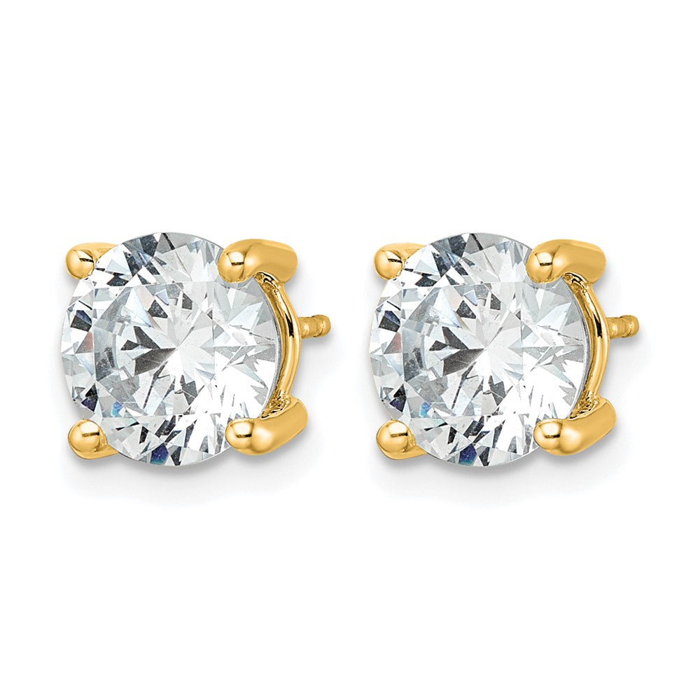 14K Yellow Gold 5 Ctw Lab Grown Diamond Vs+ F+ Round 4 Prong Heavy Wt. Stud Earrings
