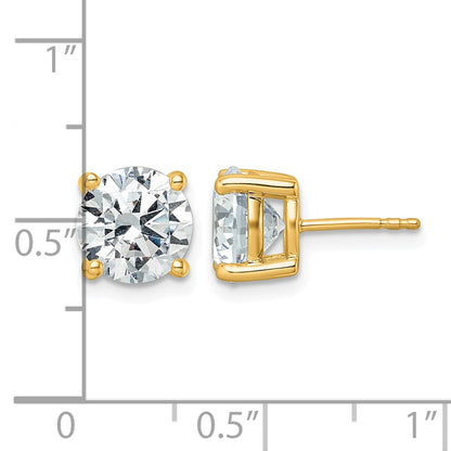 14K Yellow Gold 5 Ctw Lab Grown Diamond Vs+ F+ Round 4 Prong Heavy Wt. Stud Earrings