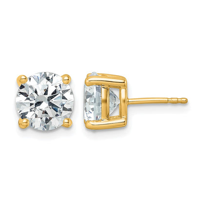 14K Yellow Gold 5 Ctw Lab Grown Diamond Vs+ F+ Round 4 Prong Heavy Wt. Stud Earrings