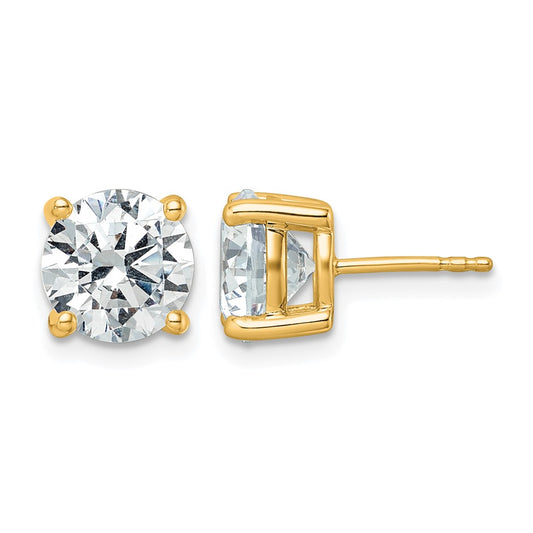 14K Yellow Gold 5 Ctw Lab Grown Diamond Vs+ F+ Round 4 Prong Heavy Wt. Stud Earrings