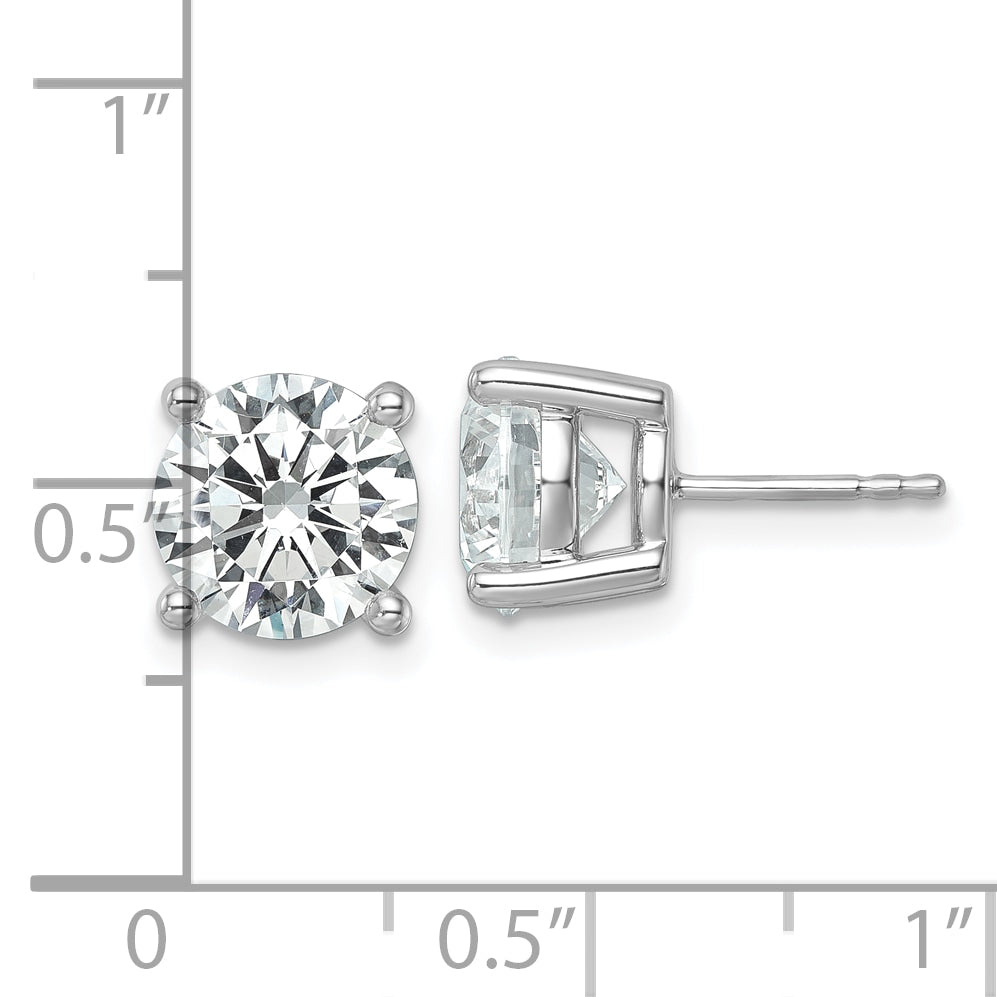 14K White Gold 6 Ctw Lab Grown Diamond Vs+ F+ Round 4 Prong Heavy Wt. Stud Earrings