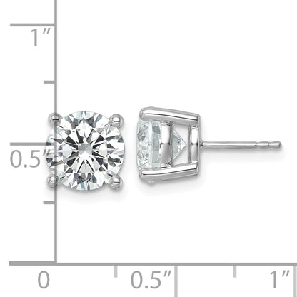 14K White Gold 6 Ctw Lab Grown Diamond Vs+ F+ Round 4 Prong Heavy Wt. Stud Earrings