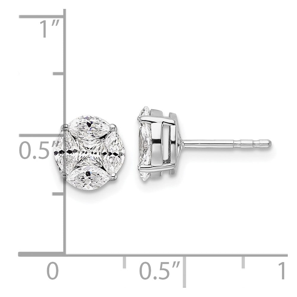 14k White Gold 1 Ct. Lab Grown Diamond VS/SI+ G+ Complete Round and Marquise Halo Post Earrings
