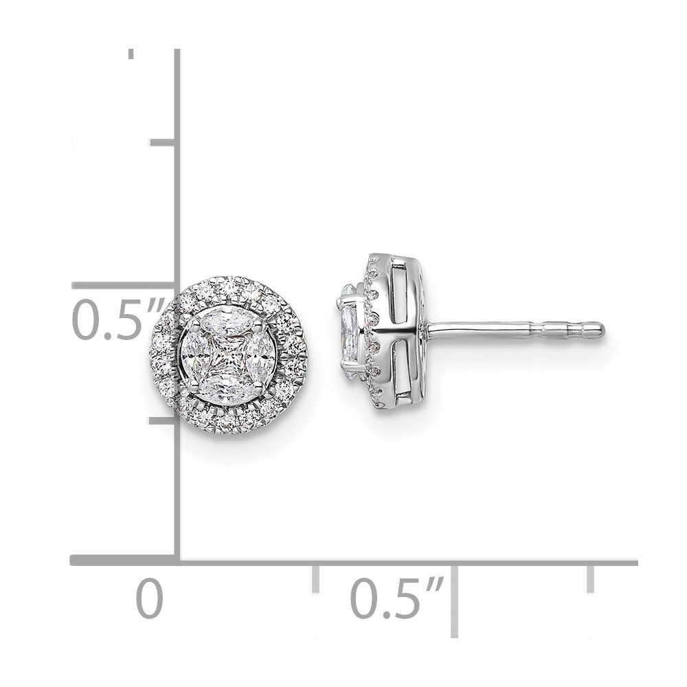 14k White Gold 1/2 Ct. Lab Grown Diamond VS/SI+ G+ Round and Marquise Halo Post Earrings
