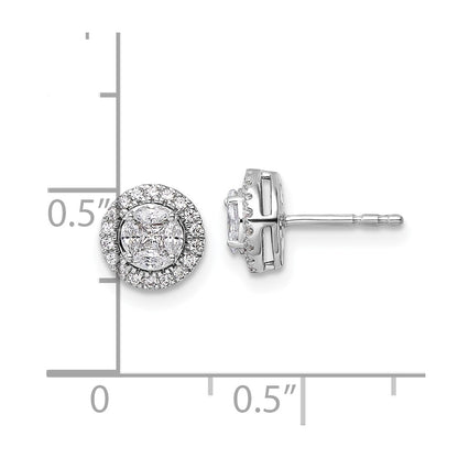 14k White Gold 1/2 Ct. Lab Grown Diamond VS/SI+ G+ Round and Marquise Halo Post Earrings