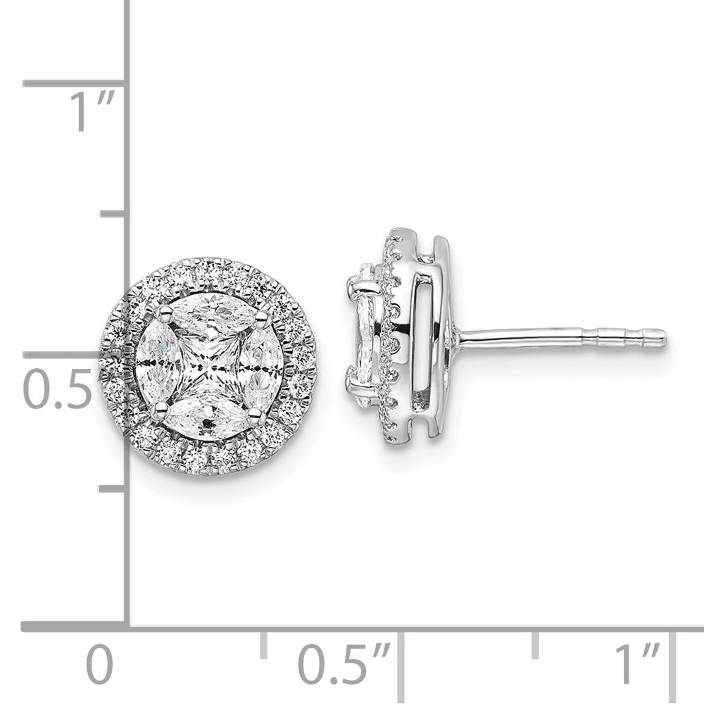 14k White Gold 1 Ct. Lab Grown Diamond VS/SI+ G+ Complete Round and Marquise Halo Post Earrings