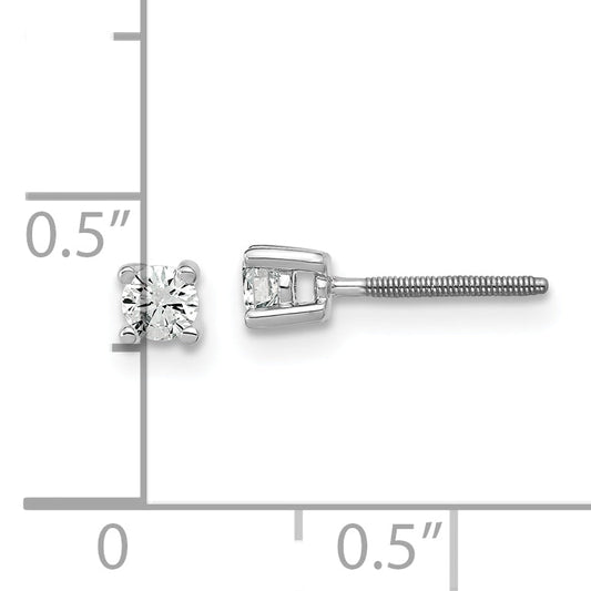 14K White Gold 1/5 Ctw Lab Grown Diamond Vs+ F+ Round 4 Prong Heavy Wt. Screwback Stud Earrings
