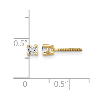 14K Yellow Gold 1/5 Ctw Lab Grown Diamond Vs+ F+ Round 4 Prong Heavy Wt. Screwback Stud Earrings