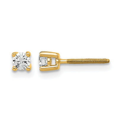 14K Yellow Gold 1/5 Ctw Lab Grown Diamond Vs+ F+ Round 4 Prong Heavy Wt. Screwback Stud Earrings