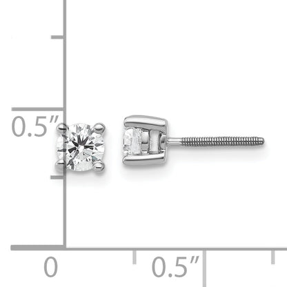 14K White Gold 1/2 Ctw Lab Grown Diamond Vs+ F+ Round 4 Prong Heavy Wt. Screwback Stud Earrings