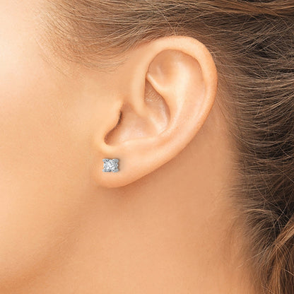 14K White Gold 2/3 Ctw Lab Grown Diamond Vs+ F+ Round 4 Prong Heavy Wt. Screwback Stud Earrings