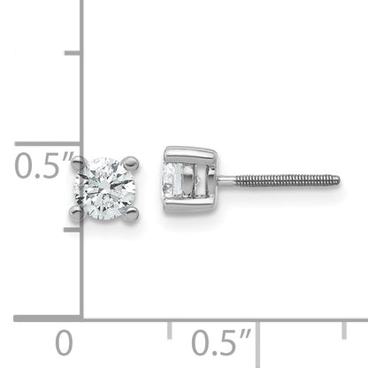 14K White Gold 2/3 Ctw Lab Grown Diamond Vs+ F+ Round 4 Prong Heavy Wt. Screwback Stud Earrings