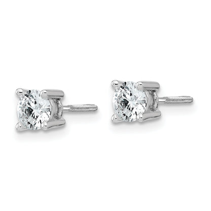 14K White Gold 3/4 Ctw Lab Grown Diamond Vs+ F+ Round 4 Prong Heavy Wt. Screwback Stud Earrings