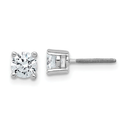14K White Gold 3/4 Ctw Lab Grown Diamond Vs+ F+ Round 4 Prong Heavy Wt. Screwback Stud Earrings