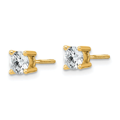 14K Yellow Gold 3/4 Ctw Lab Grown Diamond Vs+ F+ Round 4 Prong Heavy Wt. Screwback Stud Earrings