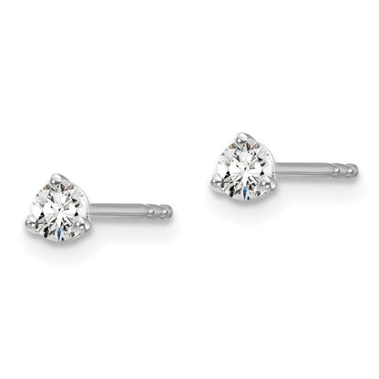 14K White Gold 1/5 Ctw Lab Grown Diamond Vs+ F+ Round 3 Prong Heavy Wt. Stud Earrings