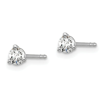 14K White Gold 1/4 Ctw Lab Grown Diamond Vs+ F+ Round 3 Prong Heavy Wt. Stud Earrings