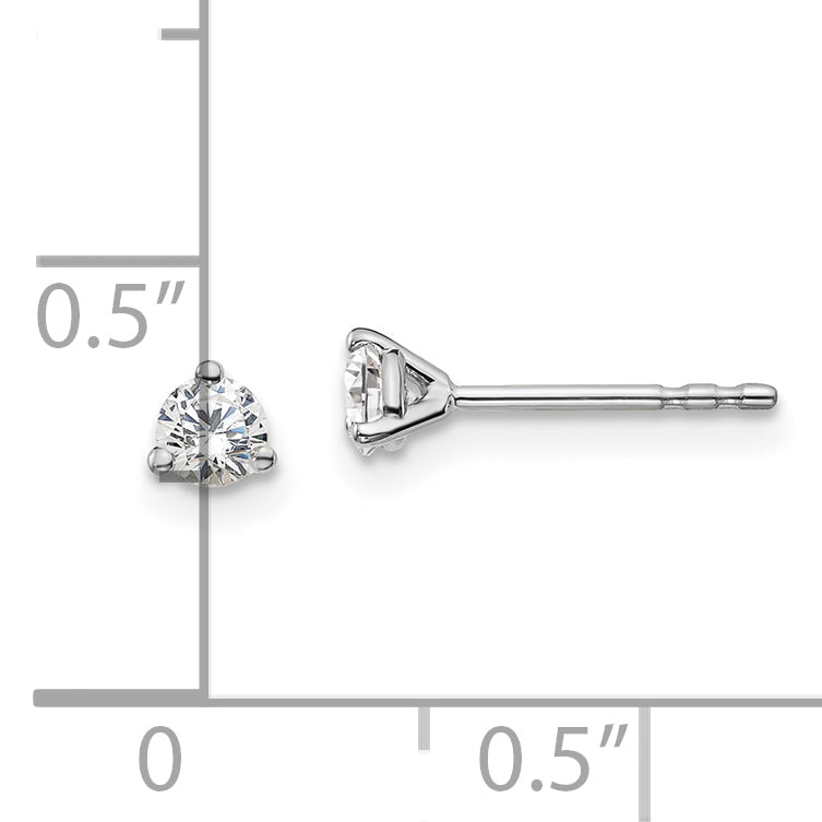 14K White Gold 1/4 Ctw Lab Grown Diamond Vs+ F+ Round 3 Prong Heavy Wt. Stud Earrings