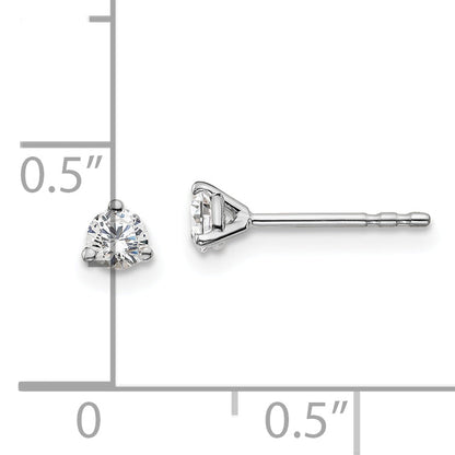 14K White Gold 1/4 Ctw Lab Grown Diamond Vs+ F+ Round 3 Prong Heavy Wt. Stud Earrings