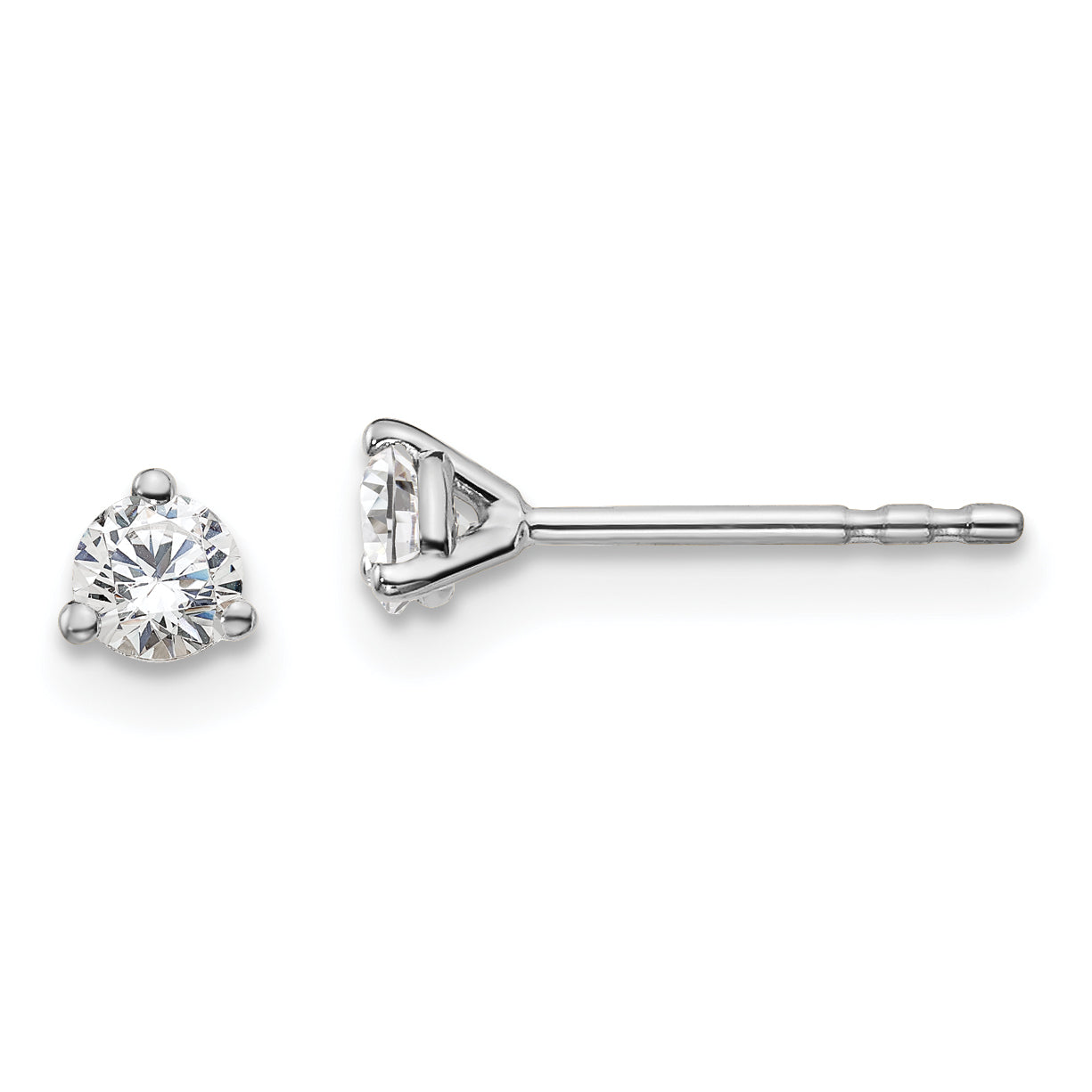 14K White Gold 1/4 Ctw Lab Grown Diamond Vs+ F+ Round 3 Prong Heavy Wt. Stud Earrings