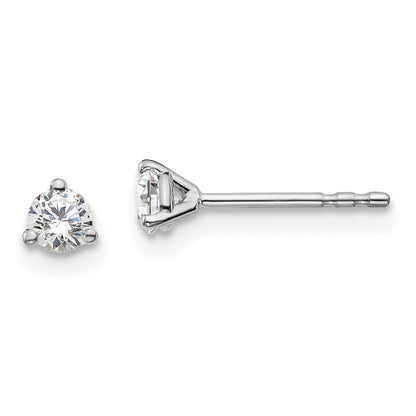 14K White Gold 1/4 Ctw Lab Grown Diamond Vs+ F+ Round 3 Prong Heavy Wt. Stud Earrings