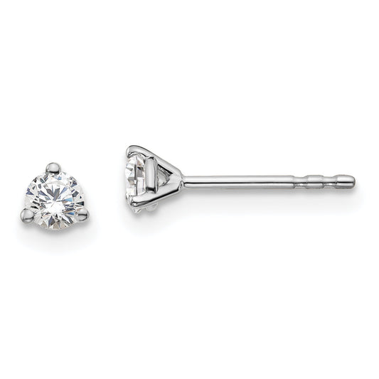 14K White Gold 1/4 Ctw Lab Grown Diamond Vs+ F+ Round 3 Prong Heavy Wt. Stud Earrings