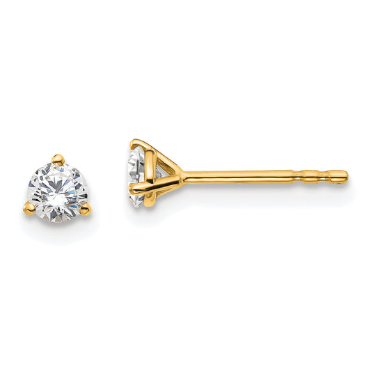 14K Yellow Gold 1/3 Ctw Lab Grown Diamond Vs+ F+ Round 3 Prong Heavy Wt. Stud Earrings