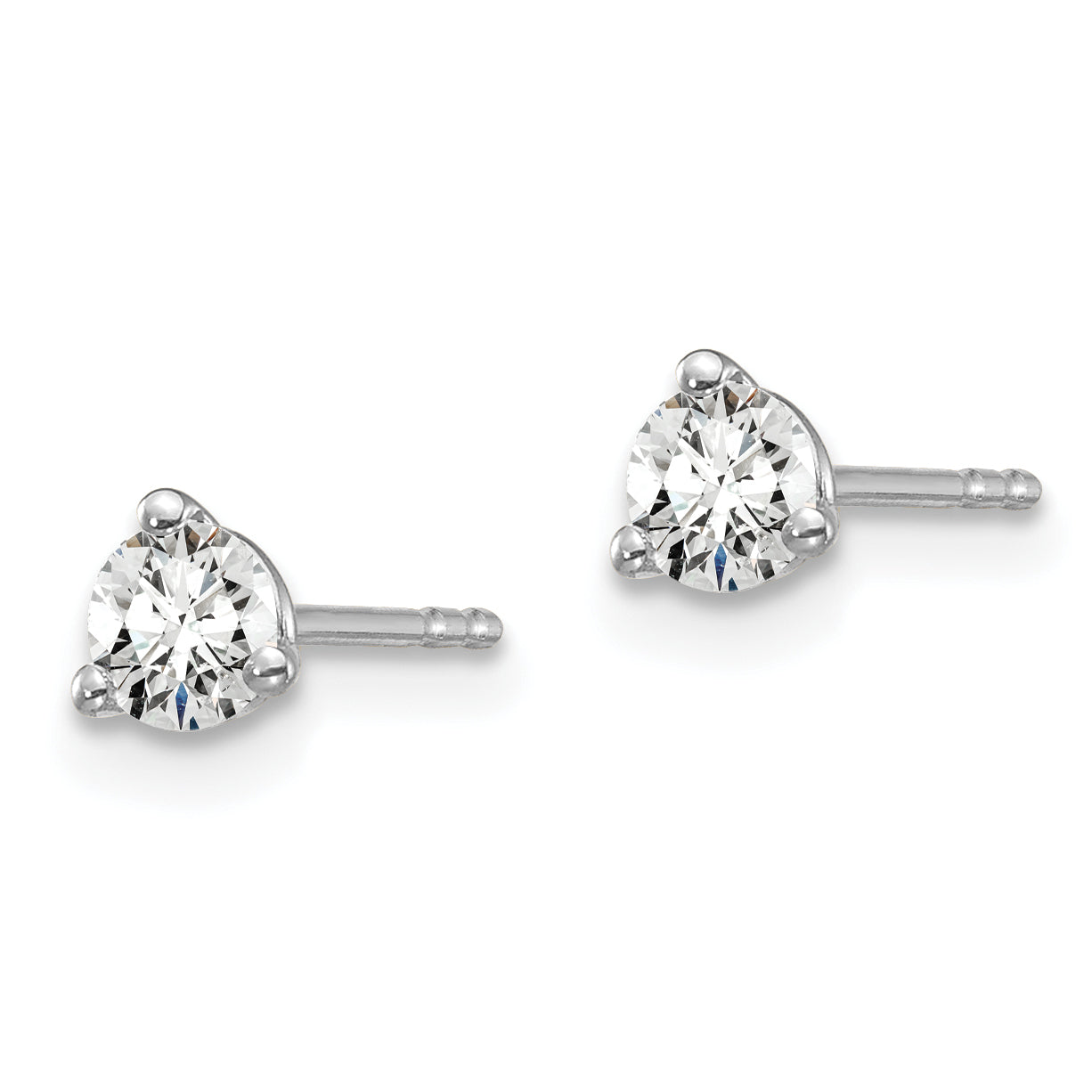 14K White Gold 1/3 Ctw Lab Grown Diamond Vs+ F+ Round 3 Prong Heavy Wt. Stud Earrings