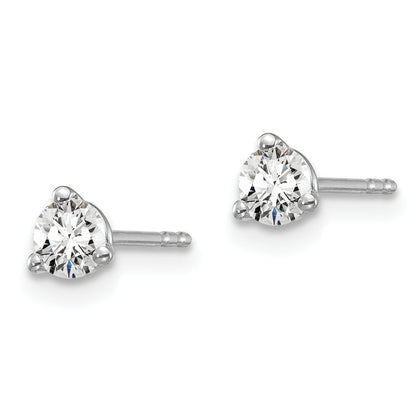 14K White Gold 1/3 Ctw Lab Grown Diamond Vs+ F+ Round 3 Prong Heavy Wt. Stud Earrings