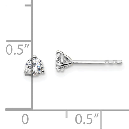 14K White Gold 1/3 Ctw Lab Grown Diamond Vs+ F+ Round 3 Prong Heavy Wt. Stud Earrings