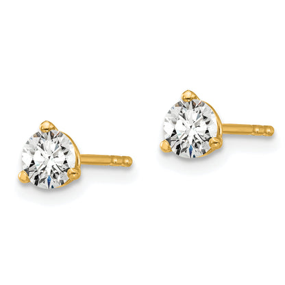 14K Yellow Gold 1/2 Ctw Lab Grown Diamond Vs+ F+ Round 3 Prong Heavy Wt. Stud Earrings