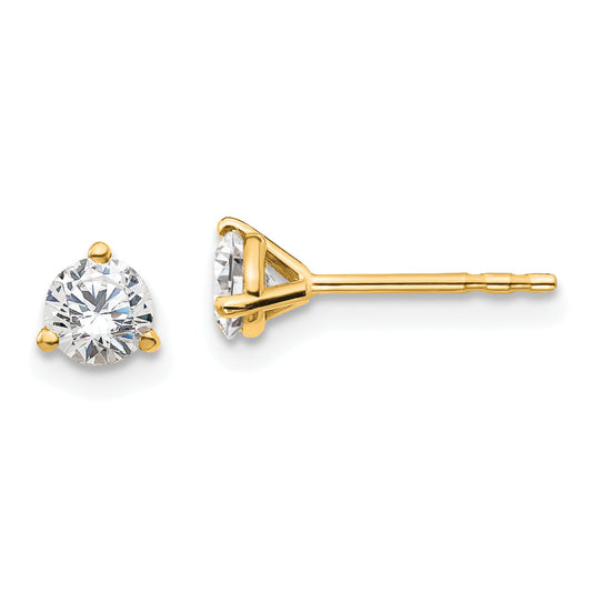 14K Yellow Gold 1/2 Ctw Lab Grown Diamond Vs+ F+ Round 3 Prong Heavy Wt. Stud Earrings