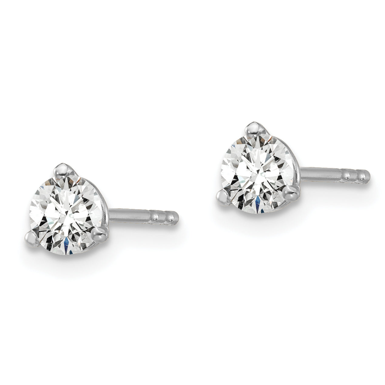 14K White Gold 1/2 Ctw Lab Grown Diamond Vs+ F+ Round 3 Prong Heavy Wt. Stud Earrings