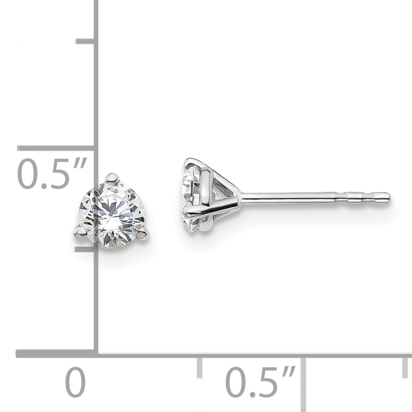 14K White Gold 1/2 Ctw Lab Grown Diamond Vs+ F+ Round 3 Prong Heavy Wt. Stud Earrings