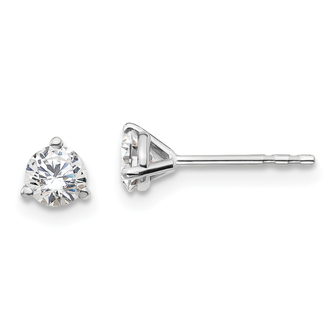 14K White Gold 1/2 Ctw Lab Grown Diamond Vs+ F+ Round 3 Prong Heavy Wt. Stud Earrings