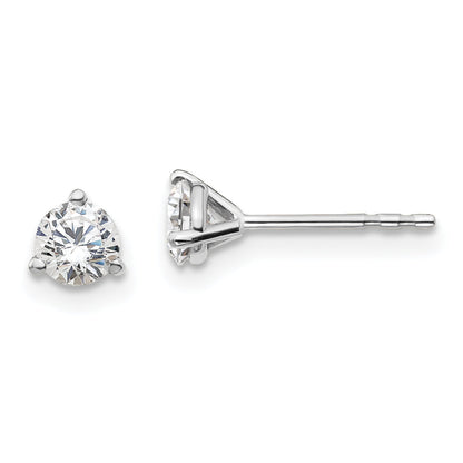14K White Gold 1/2 Ctw Lab Grown Diamond Vs+ F+ Round 3 Prong Heavy Wt. Stud Earrings