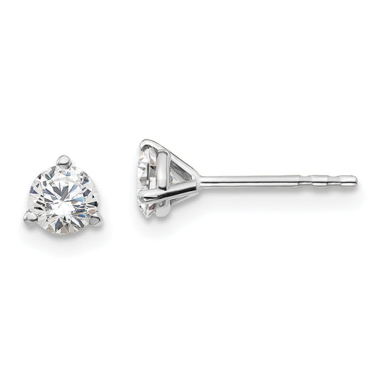 14K White Gold 1/2 Ctw Lab Grown Diamond Vs+ F+ Round 3 Prong Heavy Wt. Stud Earrings