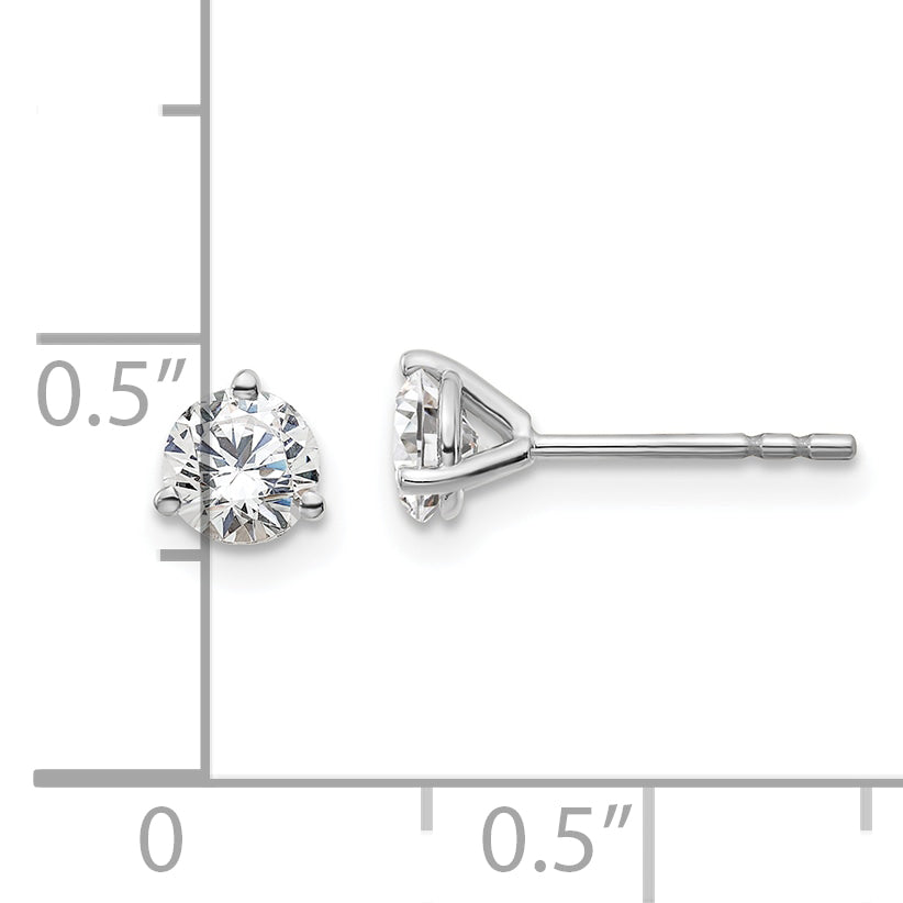 14K White Gold 2/3 Ctw Lab Grown Diamond Vs+ F+ Round 3 Prong Heavy Wt. Stud Earrings