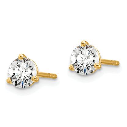 14K Yellow Gold 3/4 Ctw Lab Grown Diamond Vs+ F+ Round 3 Prong Heavy Wt. Stud Earrings
