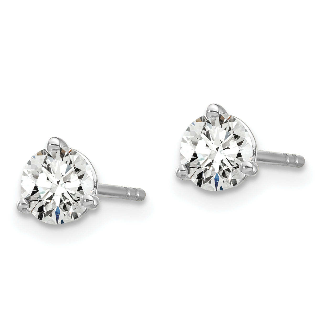 14K White Gold 3/4 Ctw Lab Grown Diamond Vs+ F+ Round 3 Prong Heavy Wt. Stud Earrings