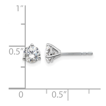 14K White Gold 1 1/4 Ctw Lab Grown Diamond Vs+ F+ Round 3 Prong Heavy Wt. Stud Earrings